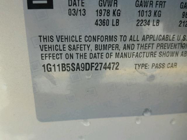 1G11B5SA9DF274472 - 2013 CHEVROLET MALIBU ოქროსფერი ფოტო 10