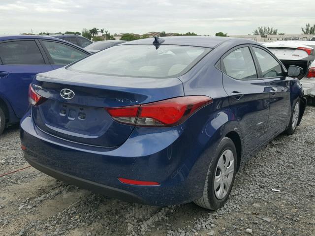 5NPDH4AE9GH738050 - 2016 HYUNDAI ELANTRA BLUE photo 4