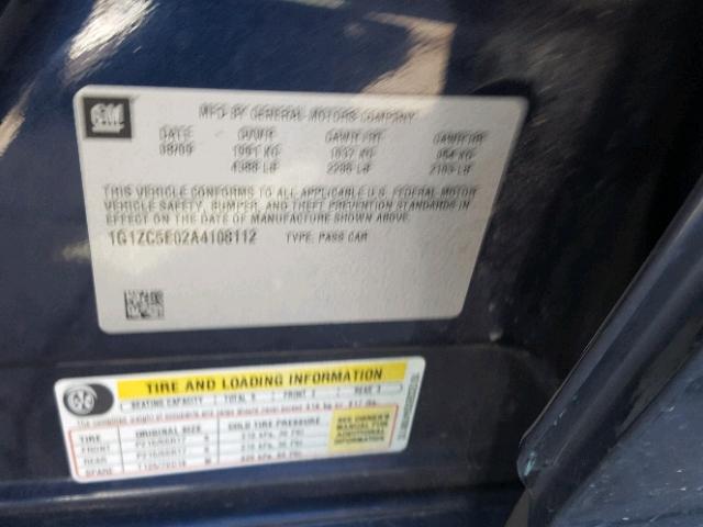 1G1ZC5E02A4108112 - 2010 CHEVROLET MALIBU 1LT 蓝色 照片 10