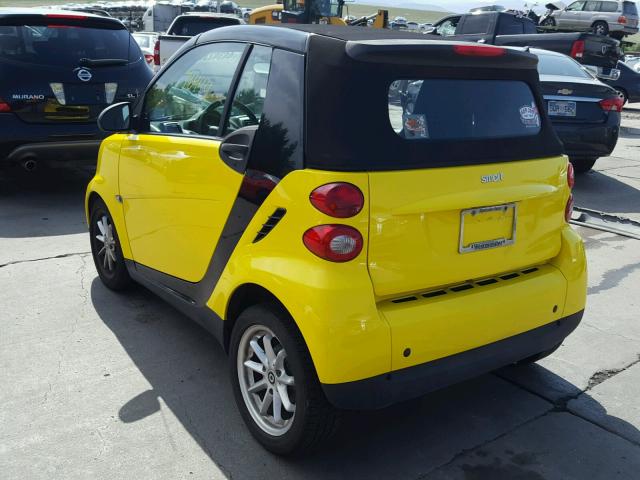 WMEEK31X78K191110 - 2008 SMART FORTWO PAS YELLOW photo 3