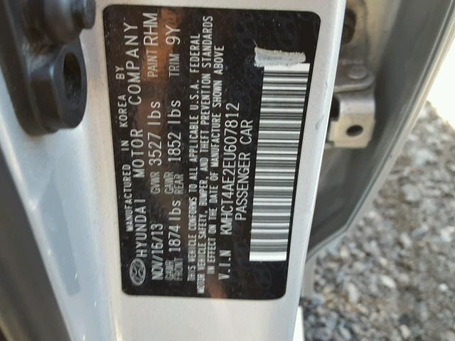 KMHCT4AE2EU607812 - 2014 HYUNDAI ACCENT GLS SILVER photo 10