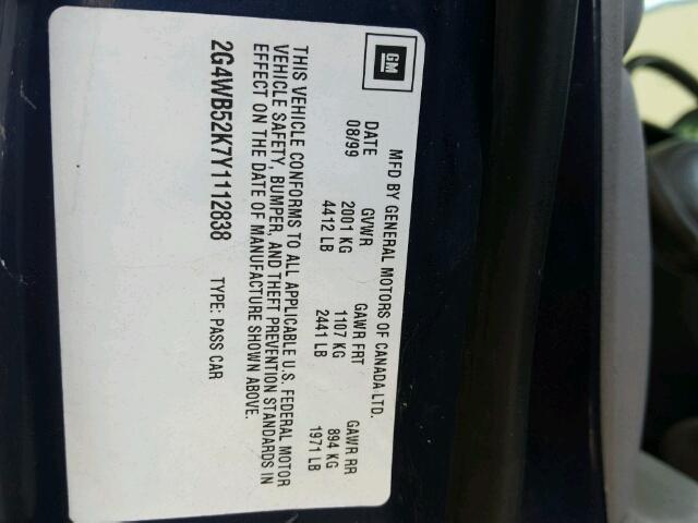 2G4WB52K7Y1112838 - 2000 BUICK REGAL LS 蓝色 照片 10