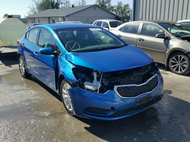 KNAFX4A69E5205355 - 2014 KIA FORTE LX BLUE photo 1