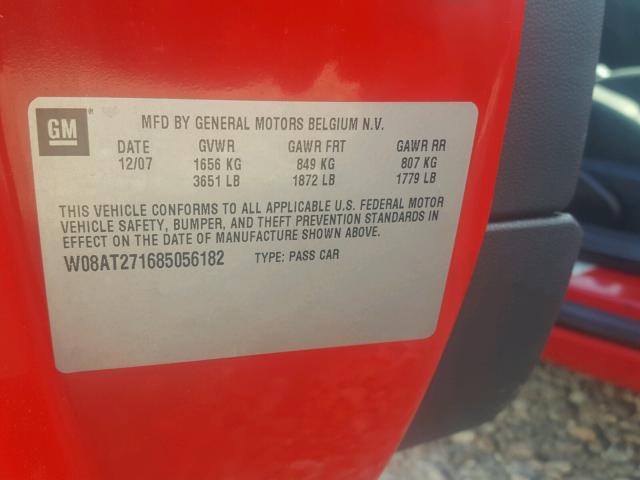 W08AT271685056182 - 2008 SATURN ASTRA XR RED photo 10