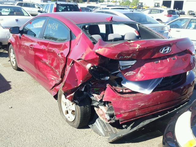 5NPDH4AE3EH462641 - 2014 HYUNDAI ELANTRA SE RED photo 3