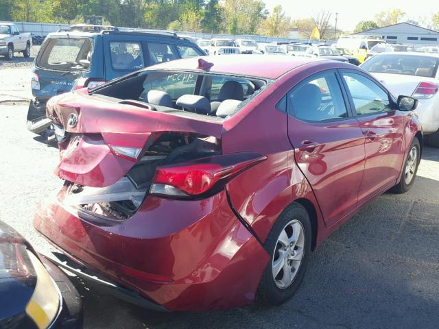 5NPDH4AE3EH462641 - 2014 HYUNDAI ELANTRA SE RED photo 4