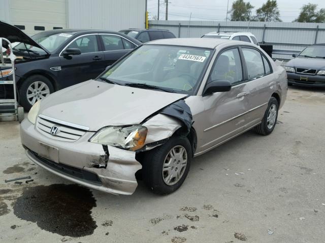 1HGES16592L058314 - 2002 HONDA CIVIC LX GOLD photo 2