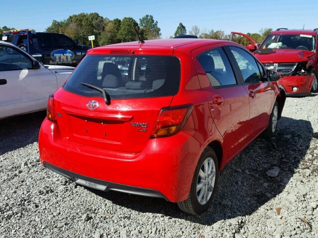 VNKKTUD32FA026086 - 2015 TOYOTA YARIS RED photo 4