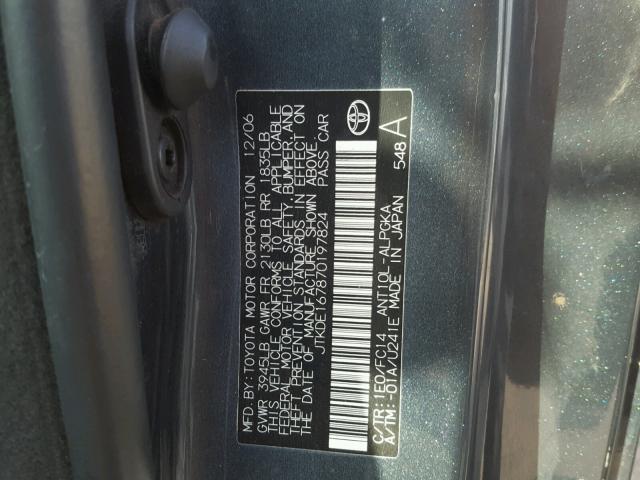 JTKDE167870197824 - 2007 TOYOTA SCION TC CHARCOAL photo 10