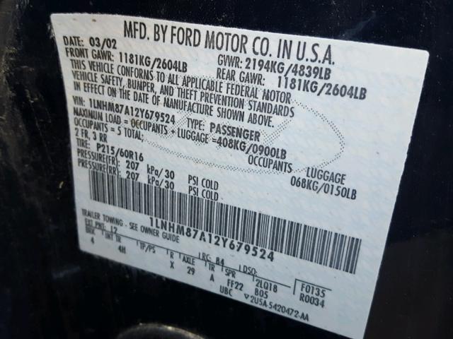 1LNHM87A12Y679524 - 2002 LINCOLN LS 蓝色 照片 10