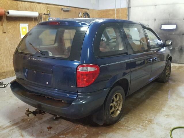 1B4GP15B22B636319 - 2002 DODGE CARAVAN BLUE photo 4