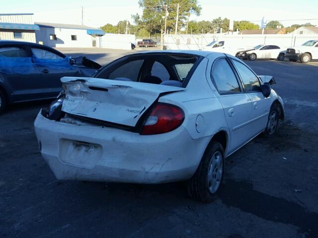 1B3ES46C51D214888 - 2001 DODGE NEON SE WHITE photo 4