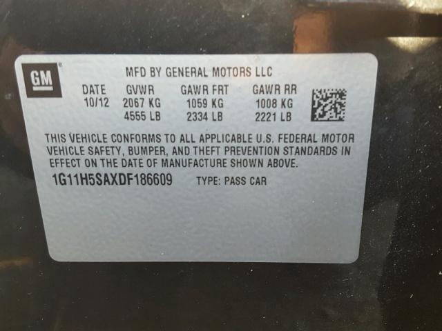 1G11H5SAXDF186609 - 2013 CHEVROLET MALIBU LTZ 黑色 照片 10