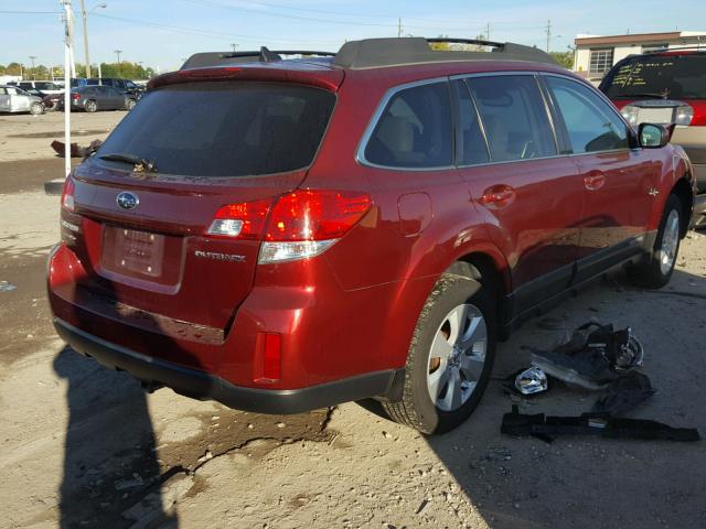 4S4BRCJC0B3394458 - 2011 SUBARU OUTBACK MAROON photo 4