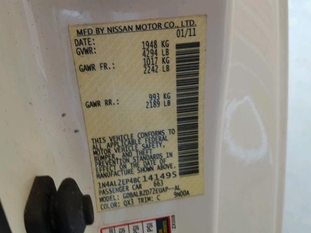 1N4AL2EP4BC141495 - 2011 NISSAN ALTIMA WHITE photo 10