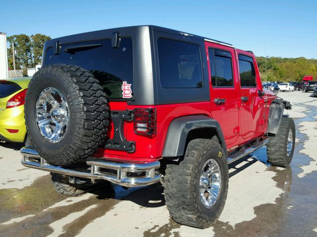 1C4BJWDG1EL267699 - 2014 JEEP WRANGLER U RED photo 4