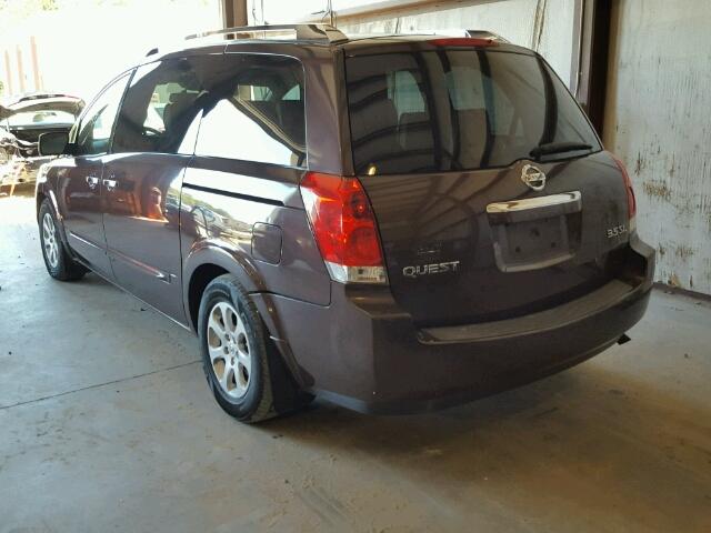 5N1BV28U47N138422 - 2007 NISSAN QUEST BROWN photo 3