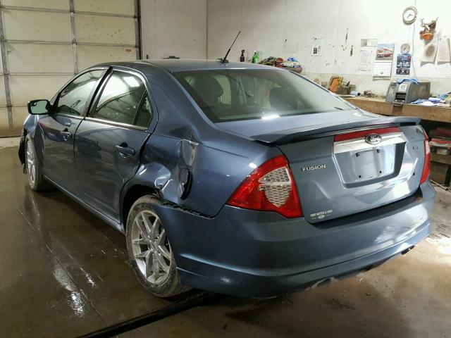 3FAHP0JA3BR200773 - 2011 FORD FUSION SEL BLUE photo 3