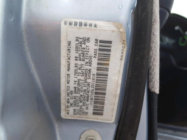 1Y1SK7165LZ011618 - 1990 GEO PRIZM BASE BLUE photo 10