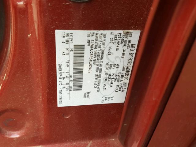 5LMFU28R54LJ02405 - 2004 LINCOLN NAVIGATOR Rot Foto 10