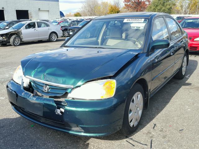 1HGES26792L008259 - 2002 HONDA CIVIC GREEN photo 2