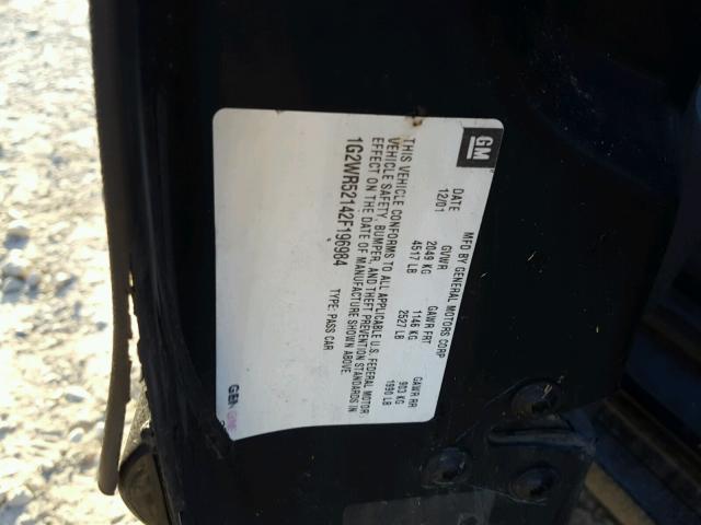 1G2WR52142F196984 - 2002 PONTIAC GRAND PRIX BLACK photo 10