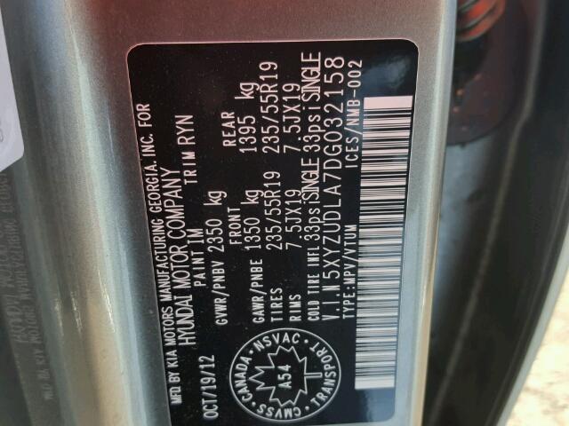 5XYZUDLA7DG032158 - 2013 HYUNDAI SANTA FE S 石墨色 照片 10