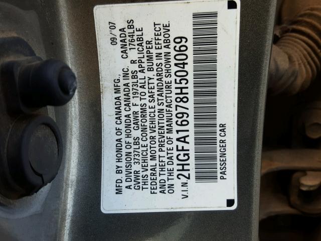 2HGFA16978H504069 - 2008 HONDA CIVIC EXL 棕色 照片 10