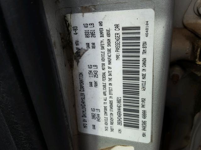 2B3HD46RX4H610821 - 2004 DODGE INTREPID S SILVER photo 10