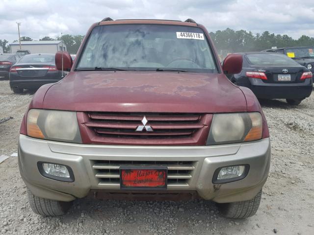 JA4MW51R52J040351 - 2002 MITSUBISHI MONTERO LI BURGUNDY photo 9