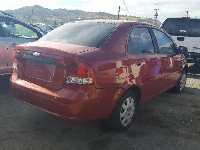 KL1TD56606B625321 - 2006 CHEVROLET AVEO BASE Czerwony zdjęcie 4
