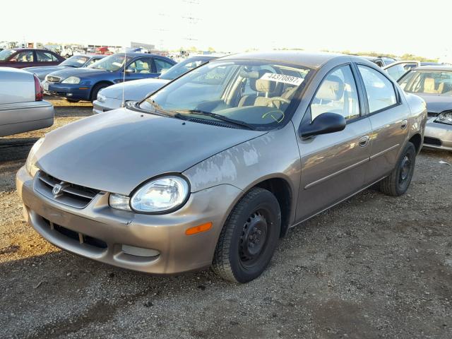 1B3ES26CX2D557458 - 2002 DODGE NEON TAN photo 2