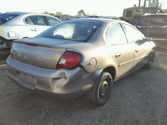 1B3ES26CX2D557458 - 2002 DODGE NEON TAN photo 4