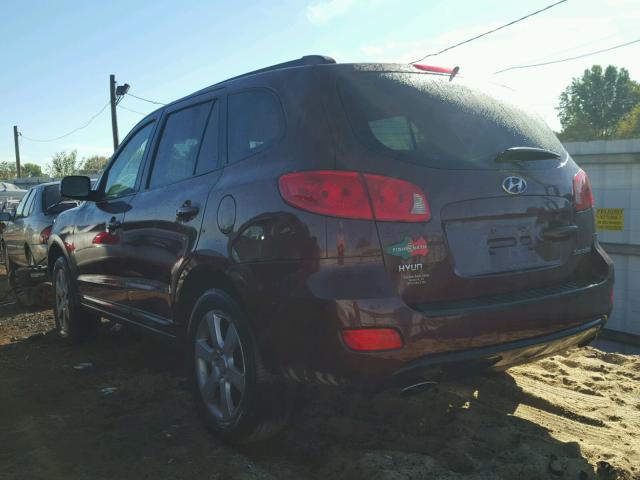 5NMSH13E37H107018 - 2007 HYUNDAI SANTA FE MAROON photo 3