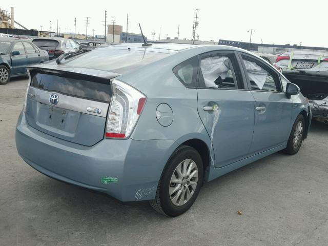 JTDKN3DP5E3053267 - 2014 TOYOTA PRIUS PLUG TEAL photo 4