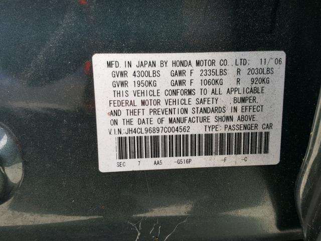 JH4CL96897C004562 - 2007 ACURA TSX GREEN photo 10