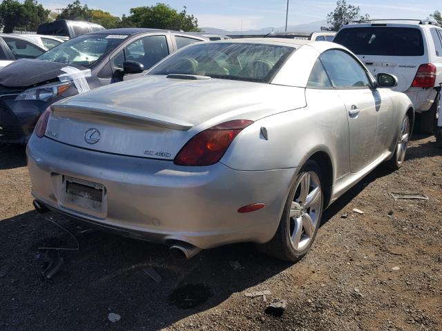 JTHFN48Y150068584 - 2005 LEXUS SC 430 SILVER photo 4