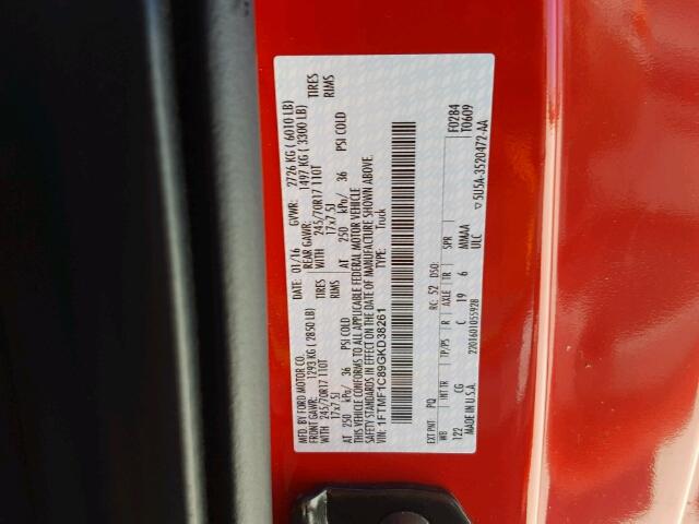 1FTMF1C89GKD38261 - 2016 FORD F150 RED photo 10
