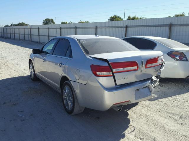 3LNHL2GC7CR803572 - 2012 LINCOLN MKZ SILVER photo 3