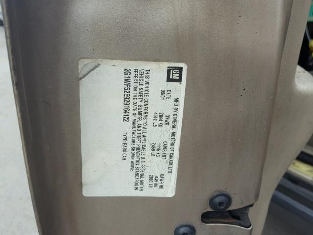 2G1WF52E929164122 - 2002 CHEVROLET IMPALA 金色 照片 10