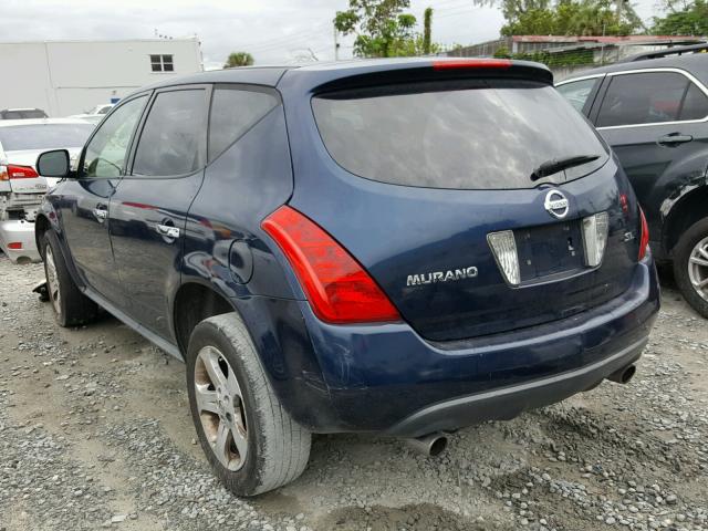 JN8AZ08T45W331052 - 2005 NISSAN MURANO SL BLUE photo 3