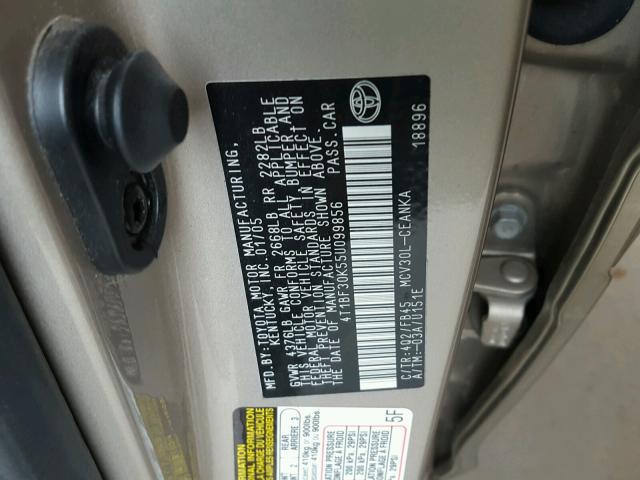 4T1BF30K55U099856 - 2005 TOYOTA CAMRY LE GOLD photo 10