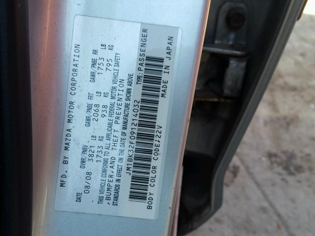 JM1BK32F091214032 - 2009 MAZDA 3 I SILVER photo 10