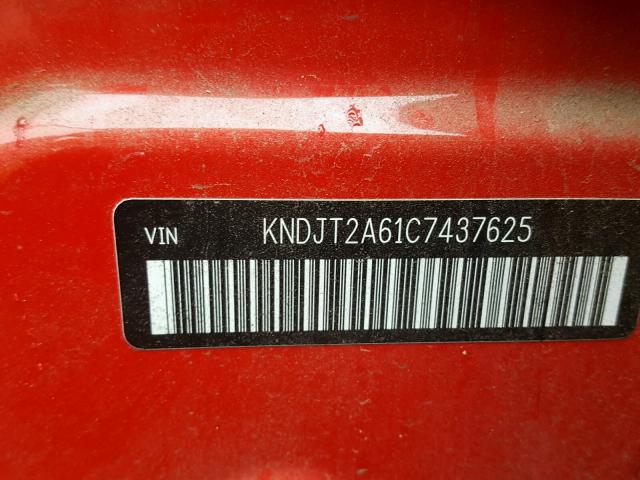 KNDJT2A61C7437625 - 2012 KIA SOUL + RED photo 10