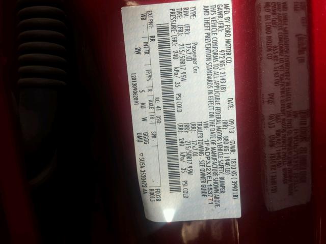 1FADP3J2XEL153771 - 2014 FORD FOCUS TITA RED photo 10