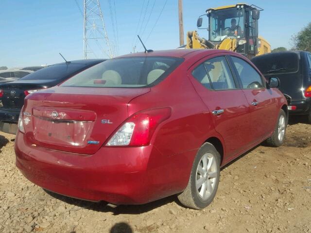 3N1CN7AP8CL806553 - 2012 NISSAN VERSA S RED photo 4