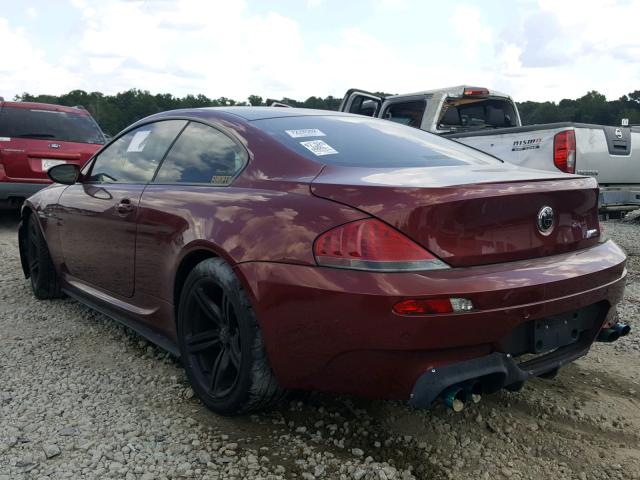 WBSEH93547B798147 - 2007 BMW M6 MAROON photo 3