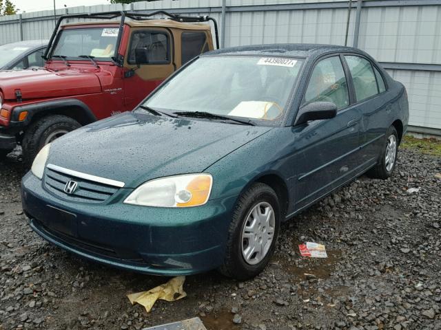 1HGES16512L080792 - 2002 HONDA CIVIC GREEN photo 2