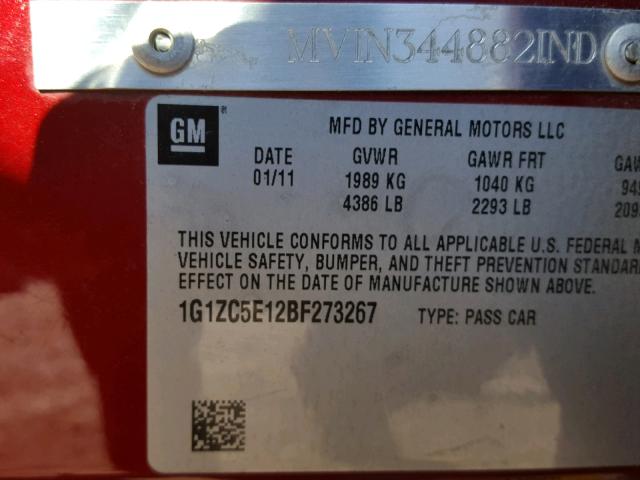MV1N3448821ND - 2011 CHEVROLET MALIBU 1LT RED photo 10