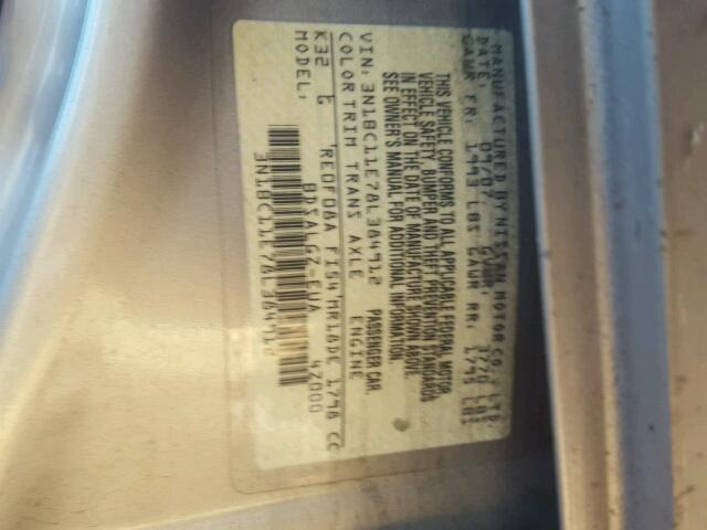 3N1BC11E78L384912 - 2008 NISSAN VERSA S GOLD photo 10